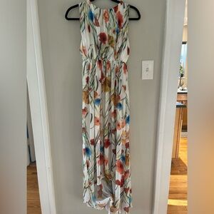 Alice + Olivia Mel Open Back Gathered High-Low Dress in Exotic Poppy